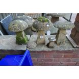 Collection of miniature staddle stones - Approx height of tallest: 29cm