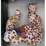 3 large Imari cats - Approx height of tallest: 34cm