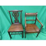 2 antique oak chairs