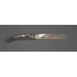 Hallmarked silver letter opener with mother-of-pearl blade