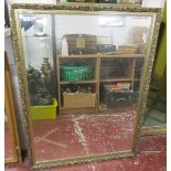 Large gilt frame bevelled glass mirror - Approx size: 102cm x 132cm