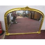 Gilt frame overmantle mirror - Approx size: 126cm x 88cm