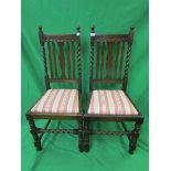2 barley twist hall chairs with Laura Ashley upholstery