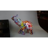 Large & colourful elephant figurine - Approx height: 28cm
