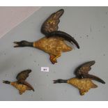 3 hand painted flying wall ducks A/F