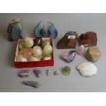 Collection of crystals together with soapstone eggs