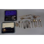 Collection of silver and white metal items to include silver Coronation spoon