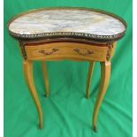 Kidney shaped marble topped side table