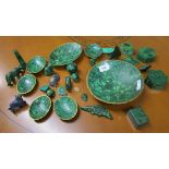 Collection of Malachite carvings etc