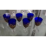 Set of 6 cobalt blue Russian glasses