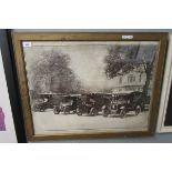 Framed picture of E. Francis furniture shop vans in Euston Place Leamington Spa