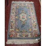 Chinese blue patterned rug - Approx size: 178cm x 93cm