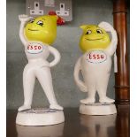 Andy & Abby Slick cast iron money boxes - Approx height: 24cm