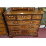 Georgian mahogany chest 3 over 3 drawers - Approx size: W: 107cm D: 54cm H: 94cm