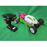 Team Associated RC10 brushless radio controlled car with Li-po battery, controller, spare shell etc.