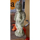 Stone statue of girl - Approx height: 56cm