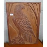 Large, hardwood carved plaque of an Eagle