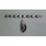 Silver Siam bracelet and brooch