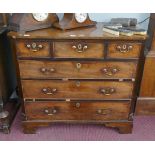 Georgian mahogany chest 3 over 3 drawers - Approx size: W: 107cm D: 54cm H: 94cm