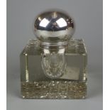 Glass inkwell with hallmarked silver top