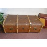 Large Wood bound steamer trunk