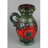 West German fat lava handled vase