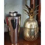 Vintage pineapple ice bucket together with a cocktail shaker