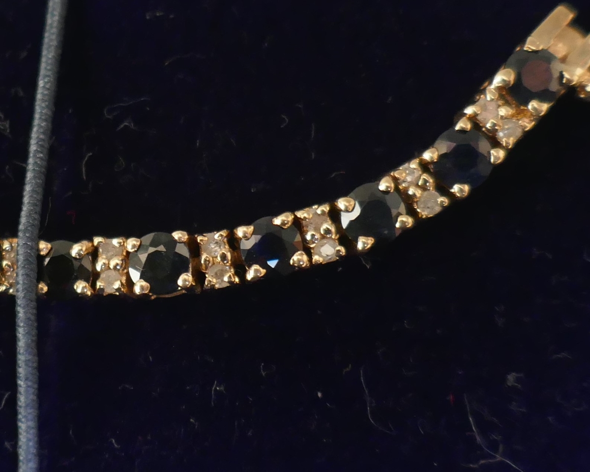 Gold sapphire & diamond tennis bracelet - Bild 3 aus 4