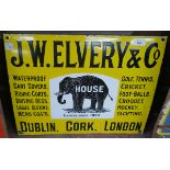 Enamel sign - J.W Elvery & Co - Approx size: 50cm x 40cm