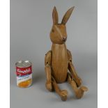 Wooden articulated rabbit figure