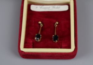 Gold sapphire drop earrings