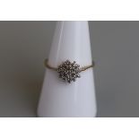 Gold diamond cluster ring - Size P