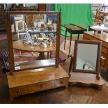 Mahogany vanity mirror with 3 jewellery drawers together with another