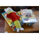 Rupert Bear collectables to include albums, money box and hand puppet together with other albums