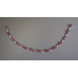 White gold pink tourmaline & diamond set bracelet