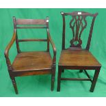 2 antique oak chairs