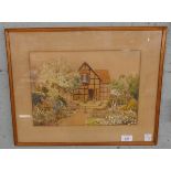 Watercolour of Shakespeare's Garden signed Will Outhwaite ABWS - River scenes - Approx image size: