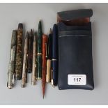 Collection of pens some with 14k nibs