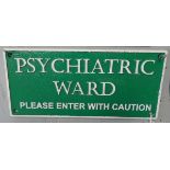 Cast iron psychiatric ward sign