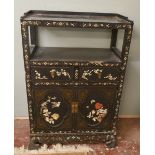 Black lacqued Oriental cabinet - Approx size: W: 71cm D: 36cm H: 109cm