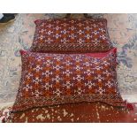 Pair of Afgan saddle bags converted into large cushions