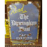 Birmingham Mail enamel sign - Approx size: 51cm x 76cm