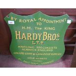 Enamel Hardy Bros angling sign - Approx size: 45cm x 45cm