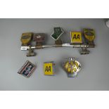 Collection of car badges to include AA, Land Rover, Silverstone etc