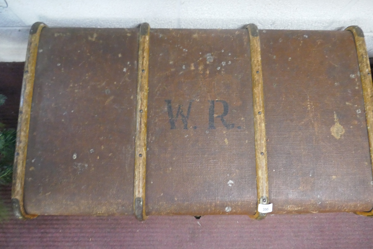 Large Wood bound steamer trunk - Image 2 of 3