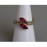 18ct gold ruby & diamond set ring - Size M