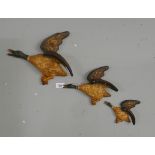 3 hand painted flying wall ducks A/F