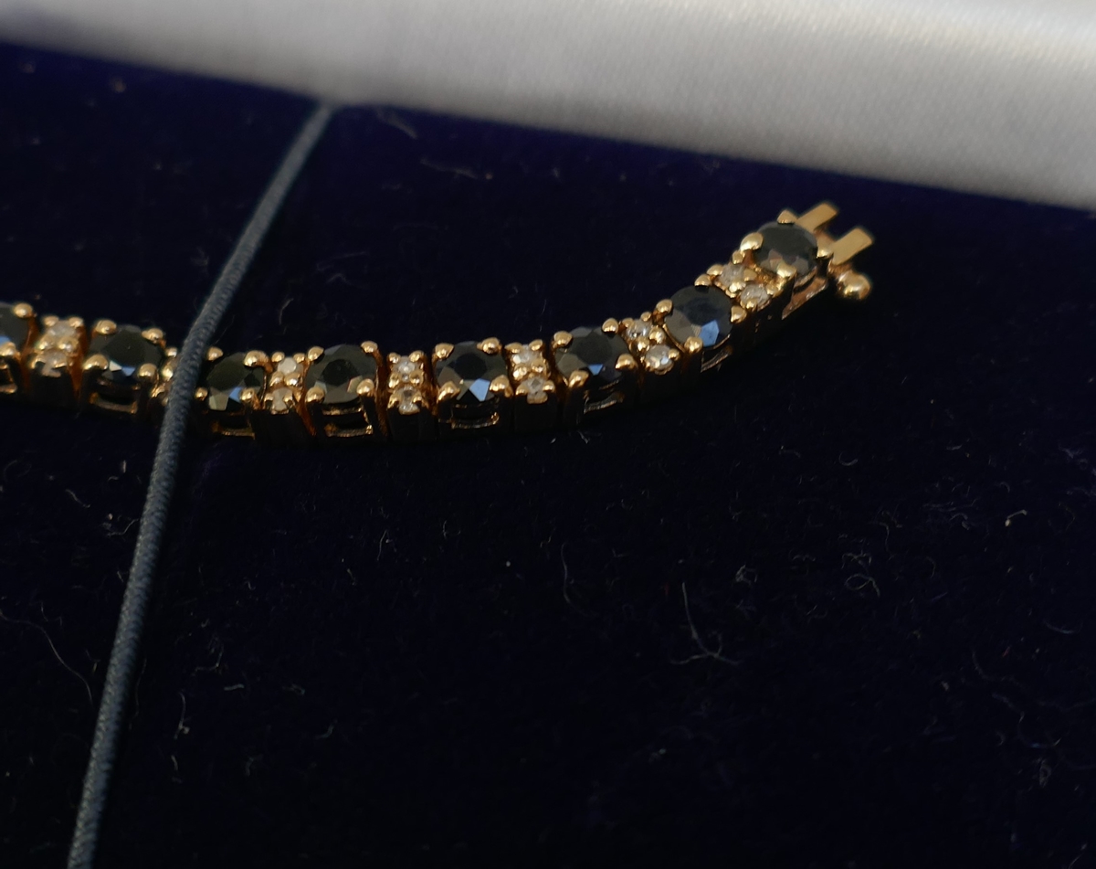 Gold sapphire & diamond tennis bracelet - Bild 2 aus 4