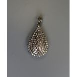 Fine 18ct white gold diamond encrusted pear shaped pendant