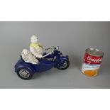 Cast iron Michelin man motorcycle and side car figure